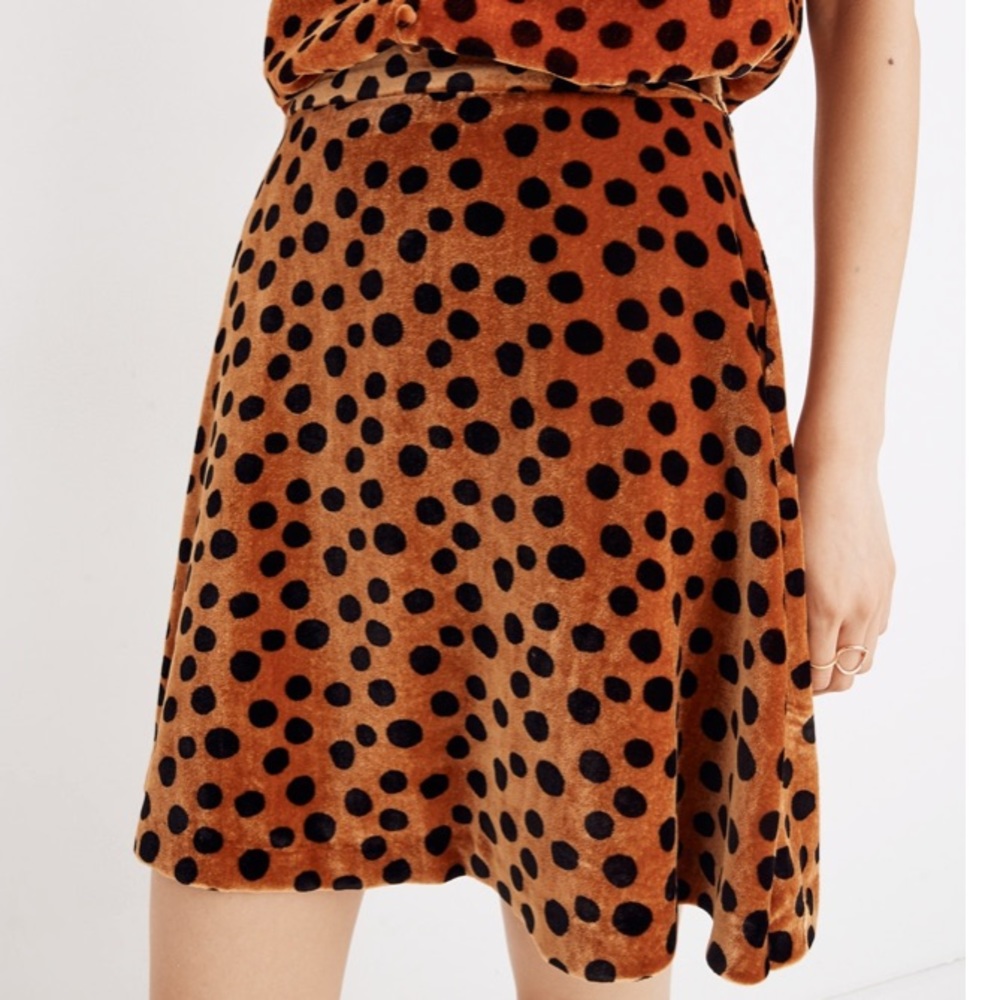 NWT Madewell Velvet Circle Mini Skirt Leopard Dot